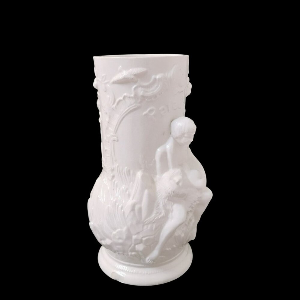 Antique Paradise Adam Eve Eden Snake Victorian Sex Swag Ceramic Stein White Mug - Picture 6 of 13
